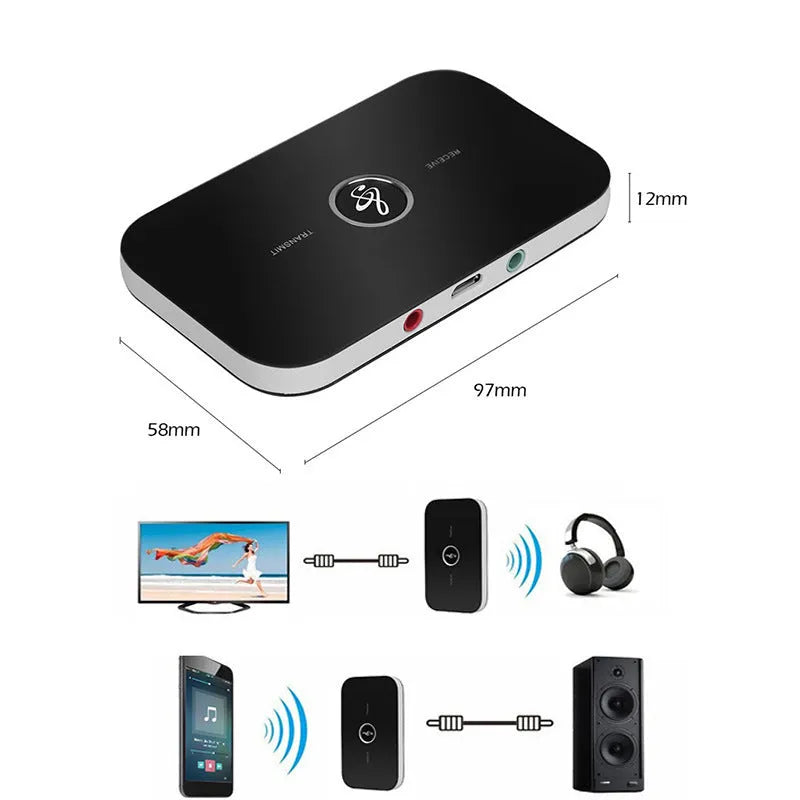 Black Bluetooth 4.1 USB adapter with external power supply for wireless connectivity