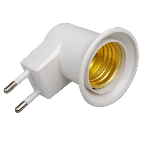 White bakelite E27 screw lamp holder with integrated UK three-pin plug and on/off switch
