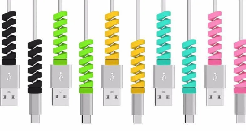 Plastic charging cable protector in black, 3.5cm length, for USB cable strain relief