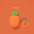 Orange carrot-shaped silicone protective cover for AirPods 1st and 2nd generation charging case