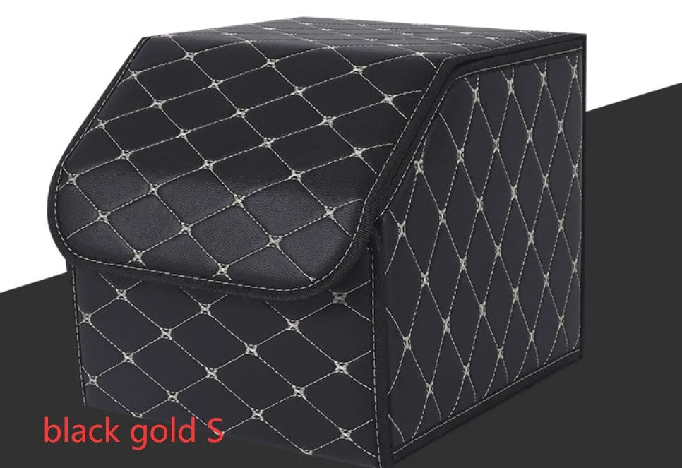 Leather car organiser storage box in Black, size Large 30x30x55cm on car back seat