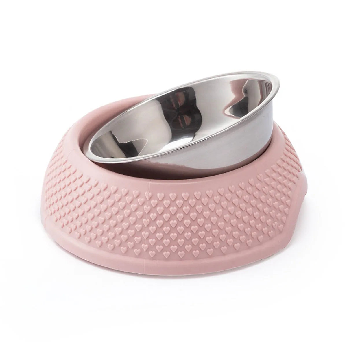 Blue stainless steel square pet bowl with a non-slip base for cats and small dogs