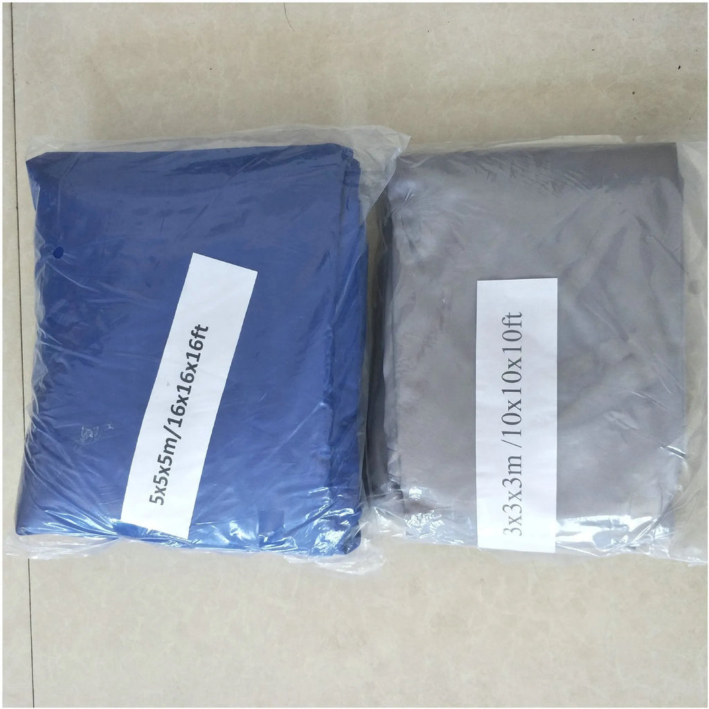Blue polyester shade sail in curved square design measuring 3x4 metres