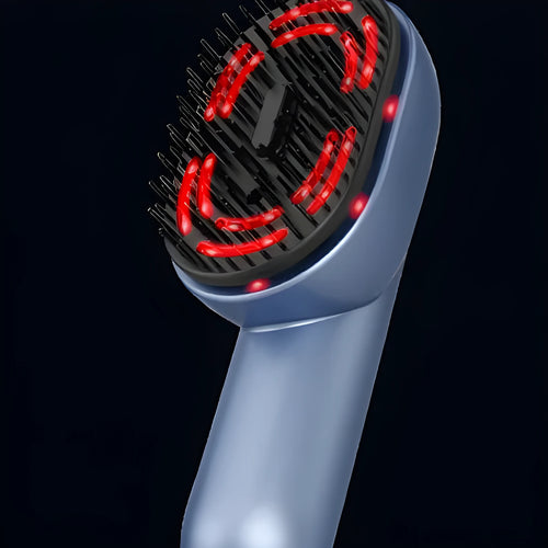 Atomised massage comb with rechargeable battery and three vibration speed settings for head massage