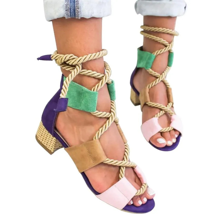 Women's round head sandals with thick heel, suede upper, and fish mouth toe in multiple colours