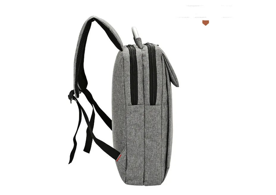 Double shoulder bag nylon 15-inch notebook PC business knapsack in black with ID and phone pockets