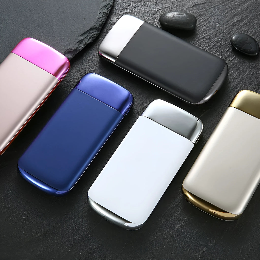 Y10 black power bank with LCD screen showing battery percentage and two USB ports