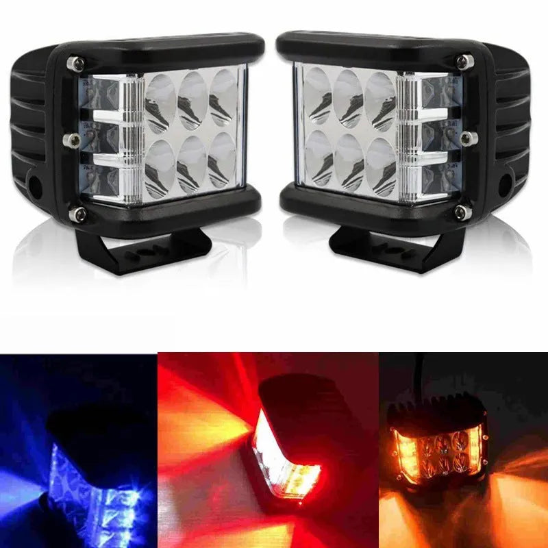 45W LED three-sided two-colour yellow work light with aluminium alloy housing and universal vehicle fit