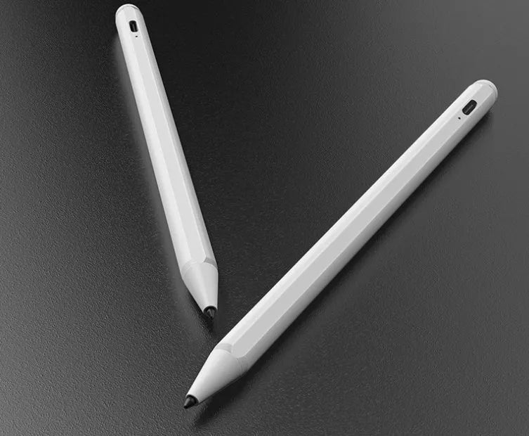 White capacitive stylus pen for iPad with fine nib, aluminium alloy body