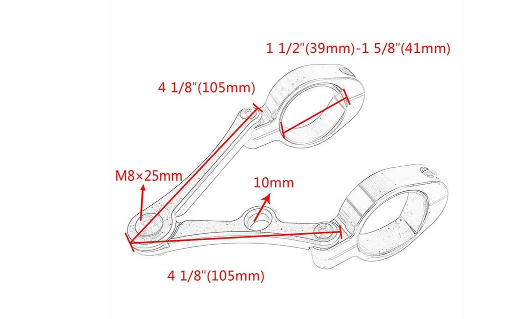 Motorcycle modified headlight bracket for 39-41mm fork tubes in black finish