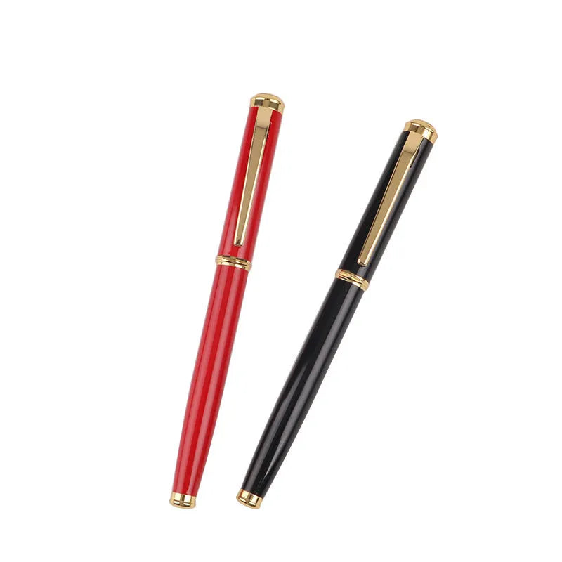 Metal ink pen with 0.5mm Yijin NIB in black colour, lying horizontally on a white surface