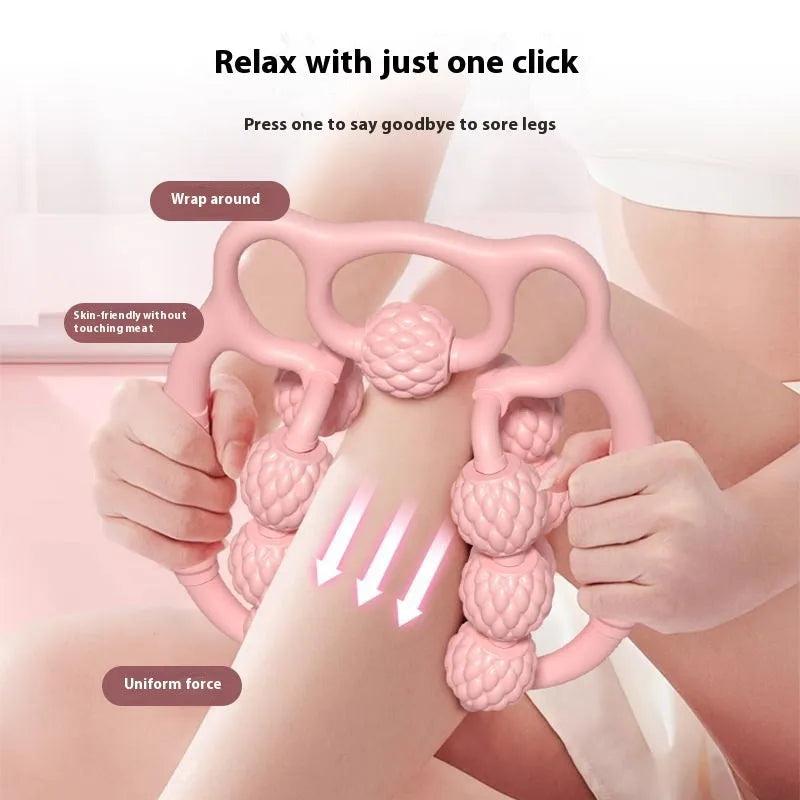 Double row ring clip leg massager in autumn cherry powder colour for home muscle relief