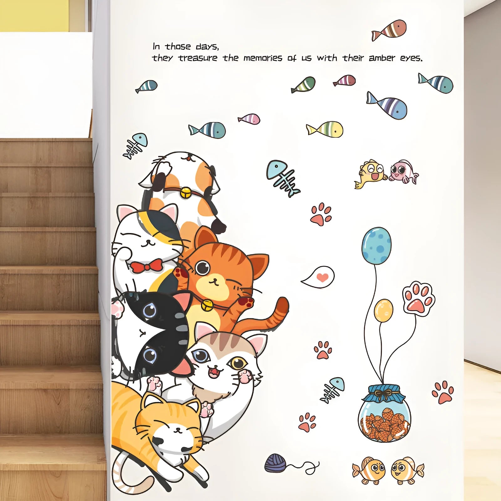 PVC cat Jiaraohan decorative door sticker 60x90cm modern simplicity for children's room