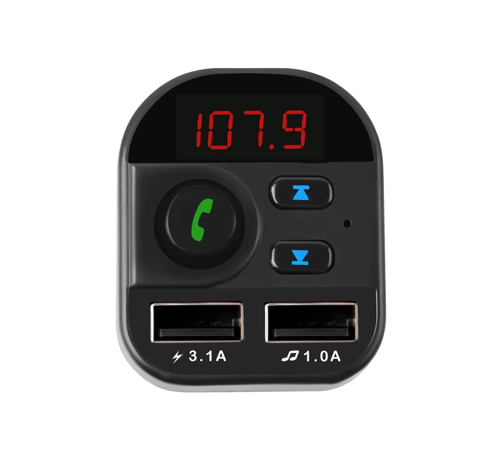 Car MP3 Bluetooth player with 1.1 inch monochrome screen and USB port in black