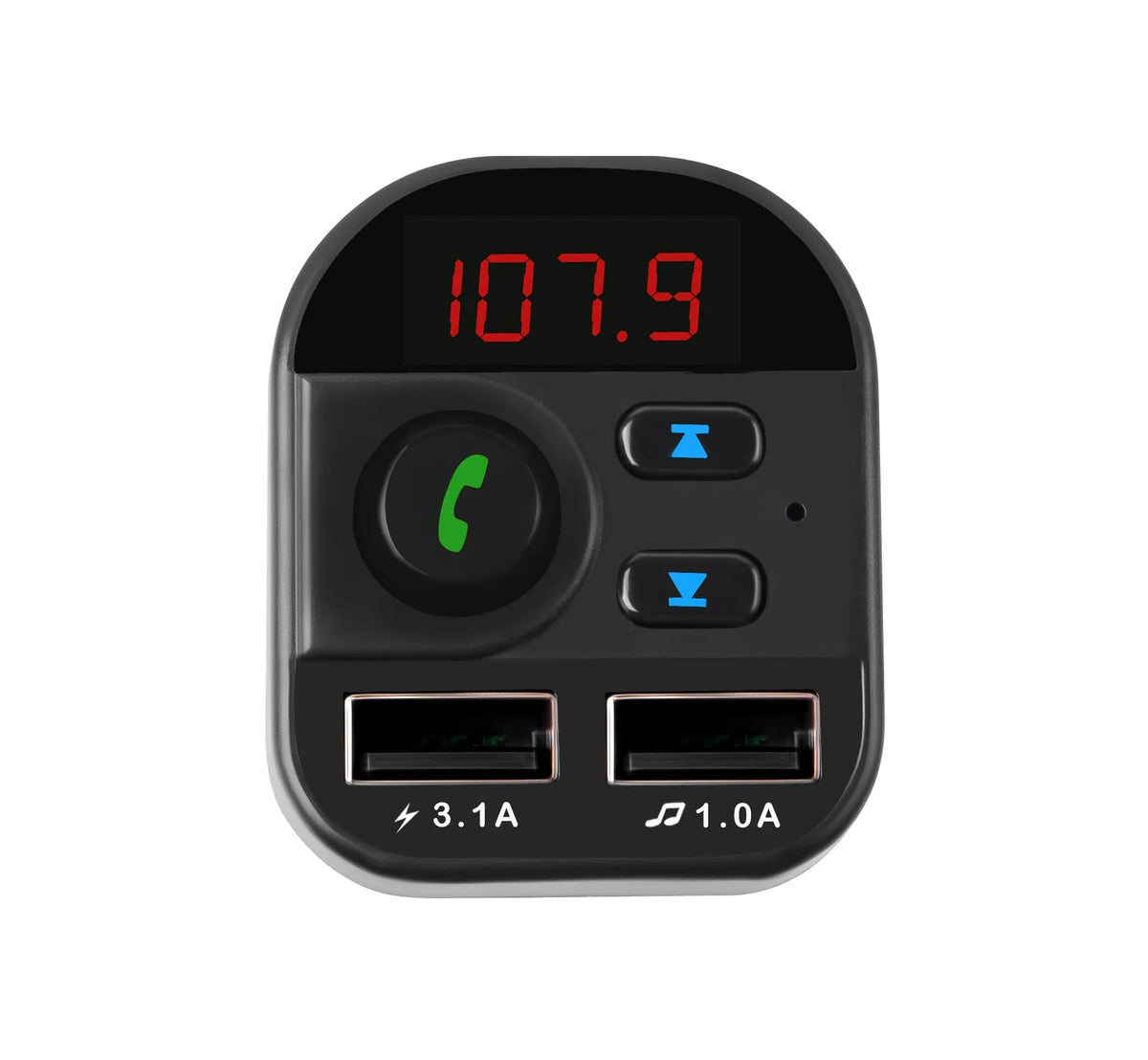 Car MP3 Bluetooth player with 1.1 inch monochrome screen and USB port in black