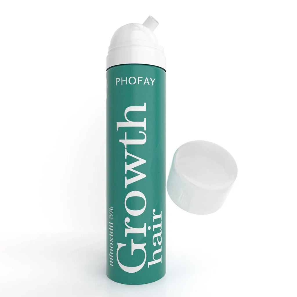 CH004 5% minoxidil anti-hair loss mousse 60ml canister with pump applicator on white background.
