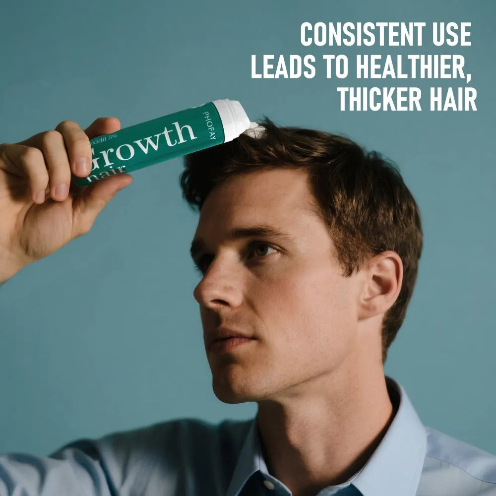 CH004 5% minoxidil anti-hair loss mousse 60ml canister with pump applicator on white background.