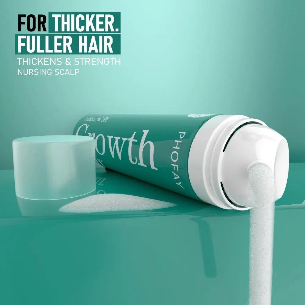 CH004 5% minoxidil anti-hair loss mousse 60ml canister with pump applicator on white background.