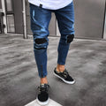 Zerok Patched Jeans, contrast patches on cotton denim trousers, men's sizing S to 4XL