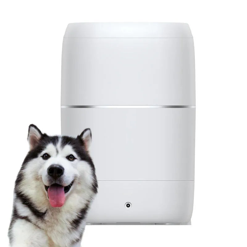 Smart ABS automatic pet feeder water dispenser white voice version with front panel on tabletop