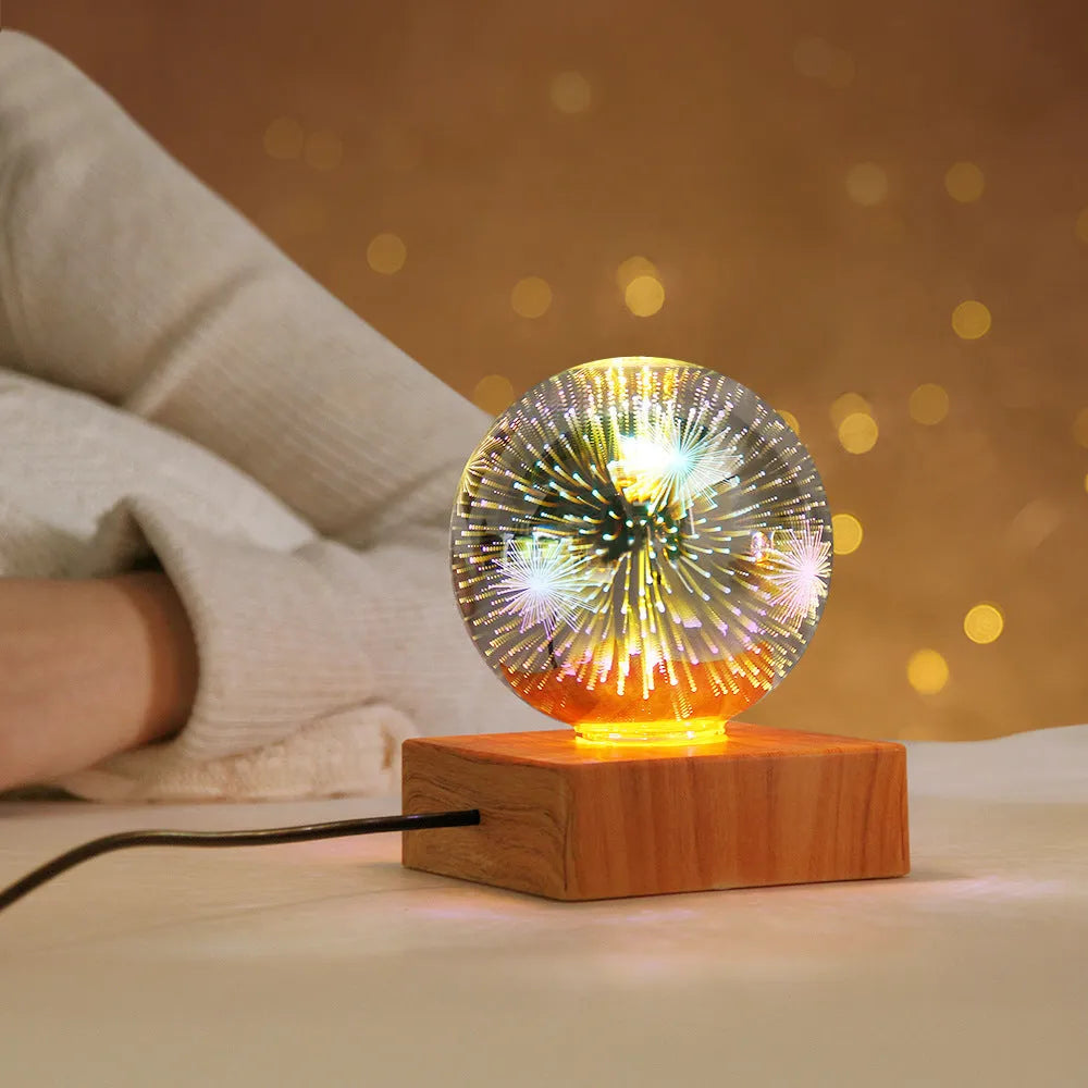 USB-powered crystal ball LED night light with touch control in spherical design