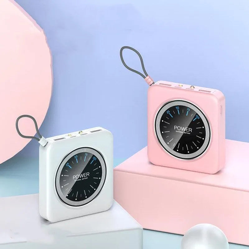 Mini clock charger with alloy case, multi-U port output, in cherry blossom pink colour