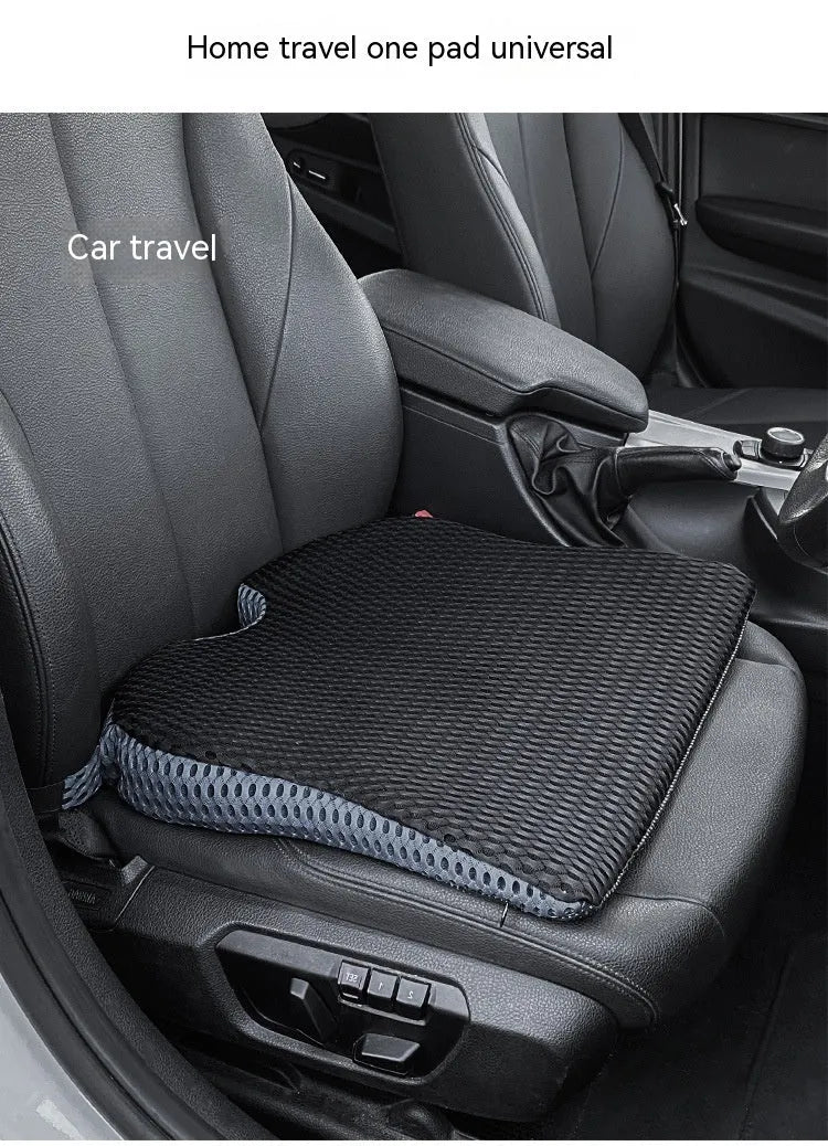 Memory foam cushion with elastic strap for car or office chair in solid colour