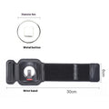 Black mobile phone holder worn on wrist showing smartphone compatibility for delivery and sports use