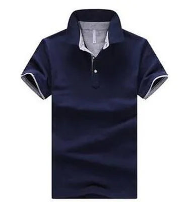 Men's casual fashion stand collar polo shirt in cotton with short sleeves