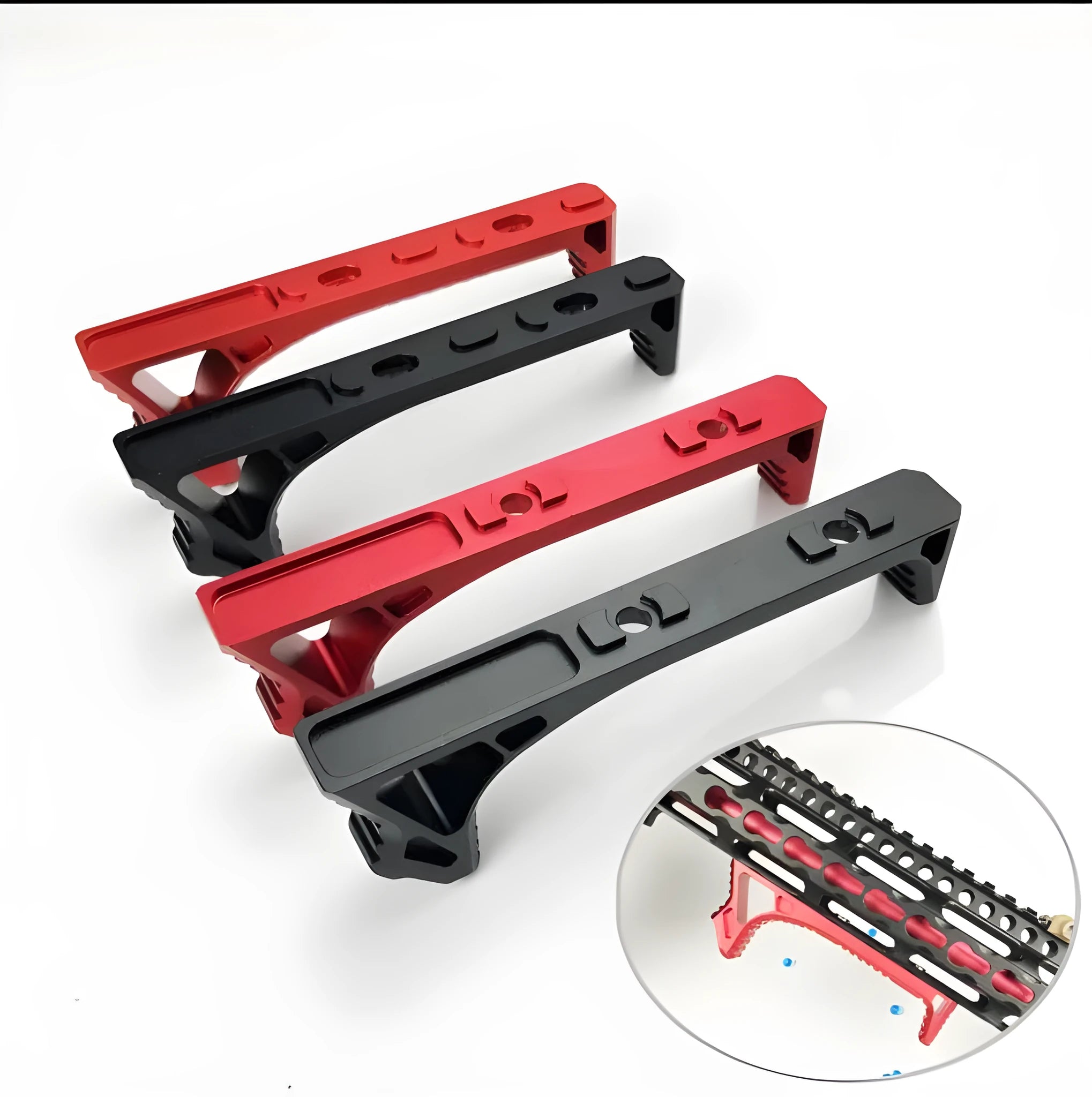 Metal tactical hand stop accessory for Picatinny rail with M-LOK and KEY-MOD mounting options