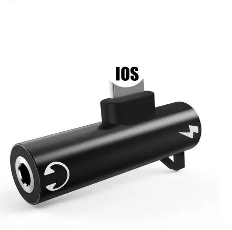Lightning to 3.5mm headphone adapter for iPhone in five colour options: black, gold, pink, red, silver