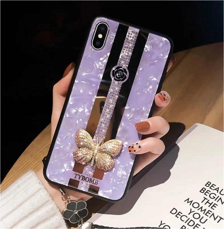 Luxury diamond butterfly mirror iPhone case in acrylic for Apple iPhone models
