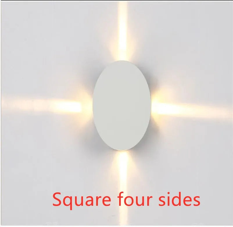 Square and round modern LED wall light with aluminium body and iron lampshade
