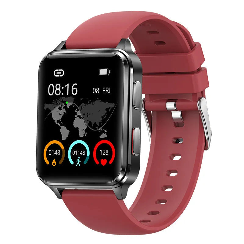 Blue all-weather multi-sport watch with a 1.70-inch screen on a silicone wristband