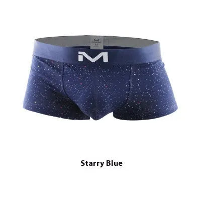 Men's cotton low-waist boxer shorts in starry sky black, breathable summer underwear