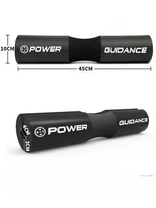 Black foam barbell shoulder pad with curved design and 45x10 cm dimensions