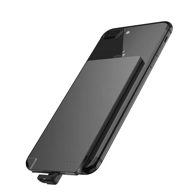 Sliver graphene battery power bank showing compact 140mm x 72mm x 4mm dimensions