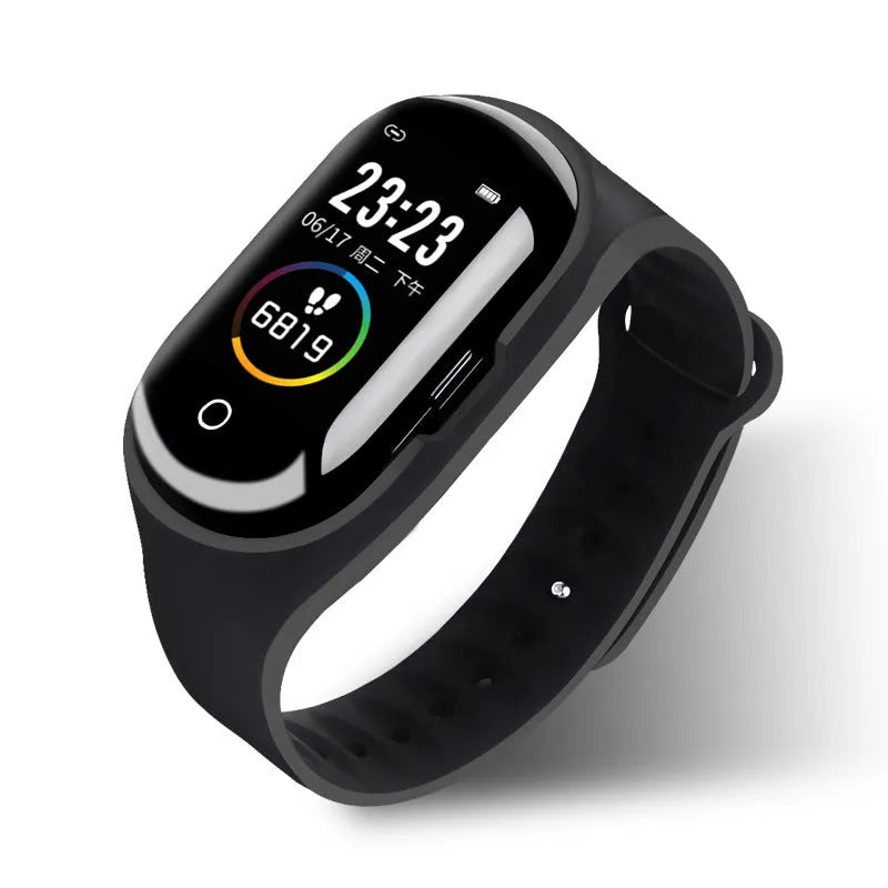 Smart bracelet earphone combo wearable device with display screen and silicone wristband
