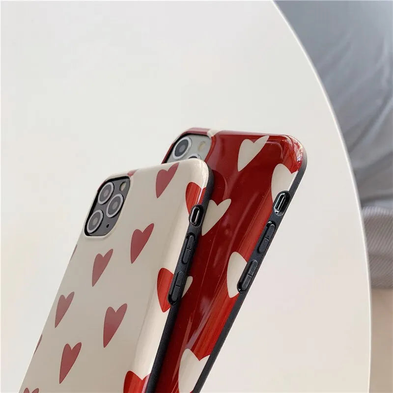 Love Glossy TPU phone case for Apple iPhone in solid colour, red back cover with smooth finish