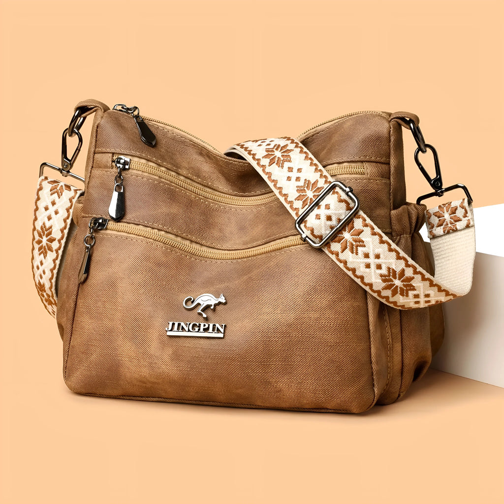 Fashion shoulder bag for women large capacity soft textured PU tote in contrast colours gray beige brown blue