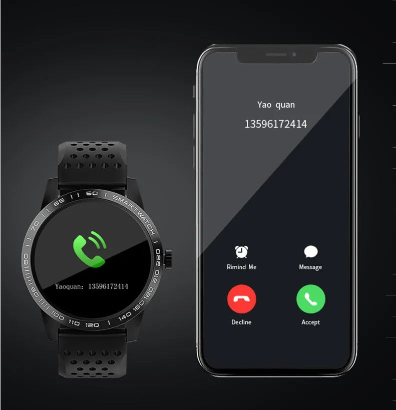 Black smart bracelet with 1.3-inch colour screen displaying heart rate and time