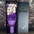 Handmade bouquet with 11 teddy bears and 11 chiffon roses in a rose gift box, black blue colour option