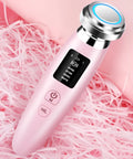 Pink cleansing and rejuvenating beauty instrument showing 185mm length