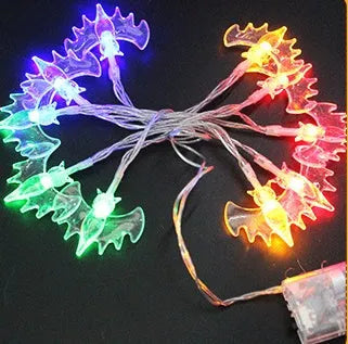Halloween LED string lights with pumpkin ghost bat spider pendants on 1.2 metre battery-powered string