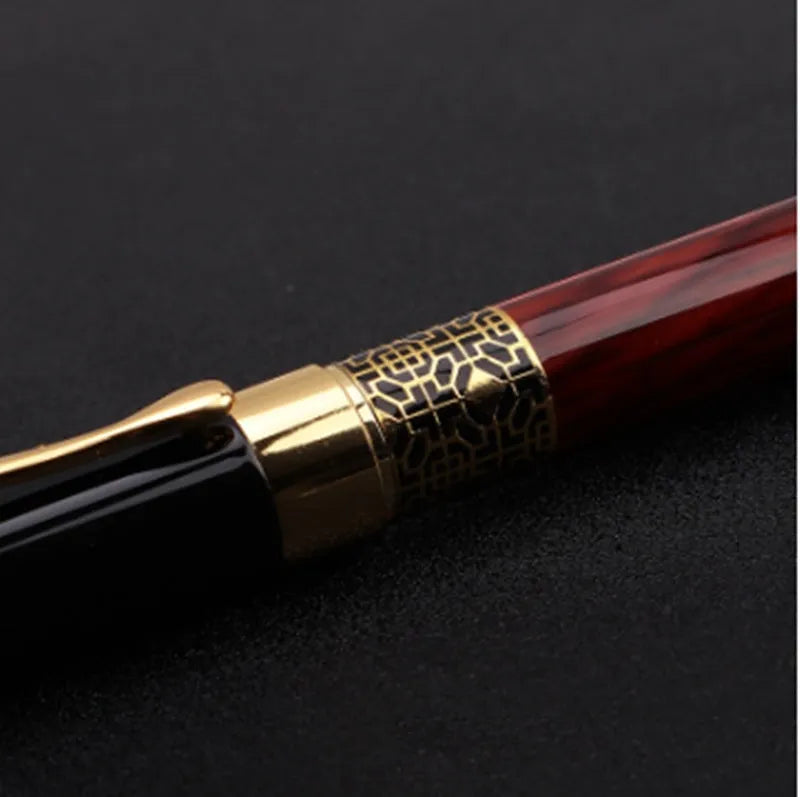 Imitation mahogany metal wood grain fountain pen with 0.5mm nib and black ink refill