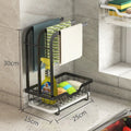 White plastic foldable kitchen rack for draining rags with wall mount and desktop options
