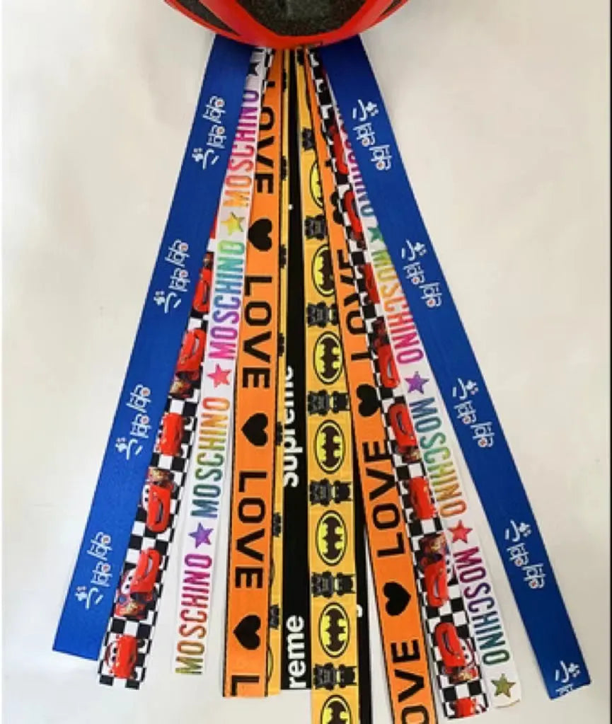 Children's helmet decorative streamers in multiple colours for skating and ski safety gear