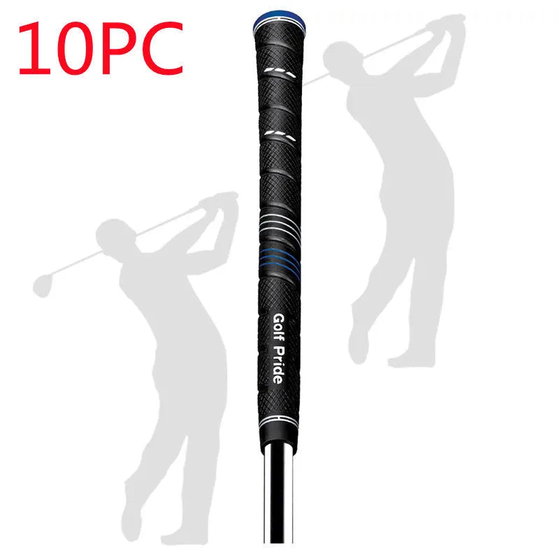 Blue PU golf grip for iron or wood clubs with non-slip surface pattern, midsize option