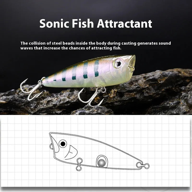 Lure Pineapple 6cm 7g micro floating wave climbing fishing bait in water with surface disturbance