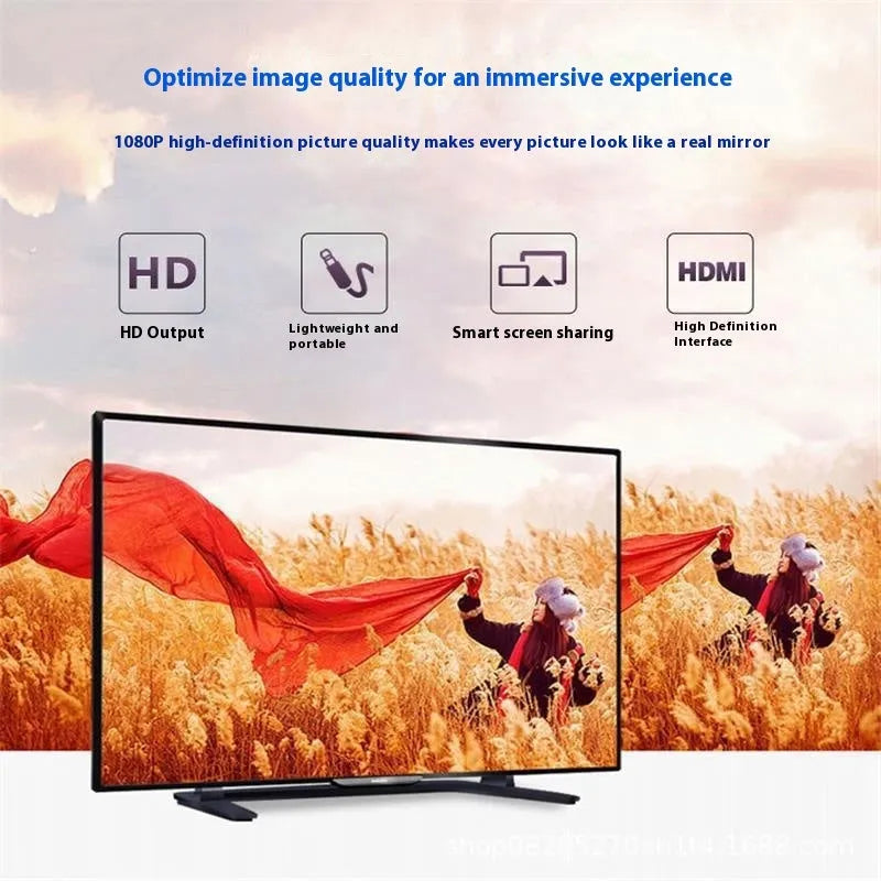 Wireless HDMI multi-monitoring dongle with WiFi screen projection, 1080p and 4K options, compact 11.9x12.2x4.2mm